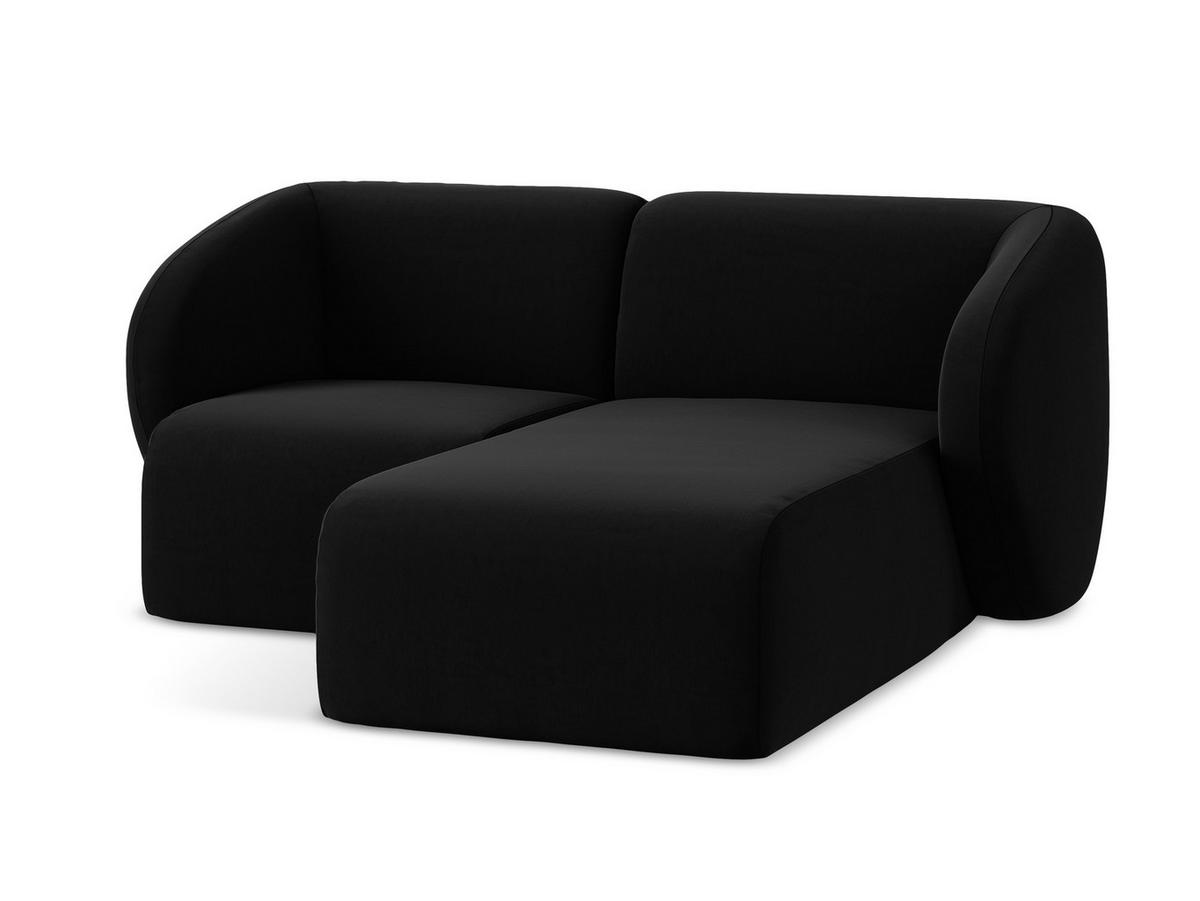 ECKSOFA Rechts Samt Stoff Schwarz - Schwarz, Holzwerkstoff/Kunststoff (178/166cm) - Makamii