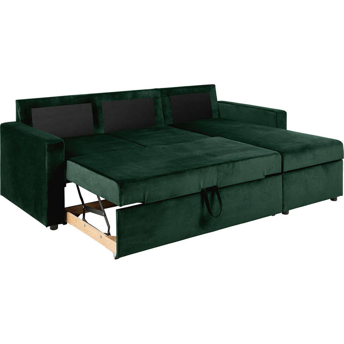 BÄDDSOFFA Sacramento för 3 personer 218 x 155 x 84 cm – grå - Grön/Grå, Träbaserade material/Textil (218/155cm) - ebuy24