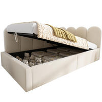 POLSTERBETT 90/200 cm Beige aus Samt mit Stauraum - Beige, Textil (90/200cm) - OKMYHOME