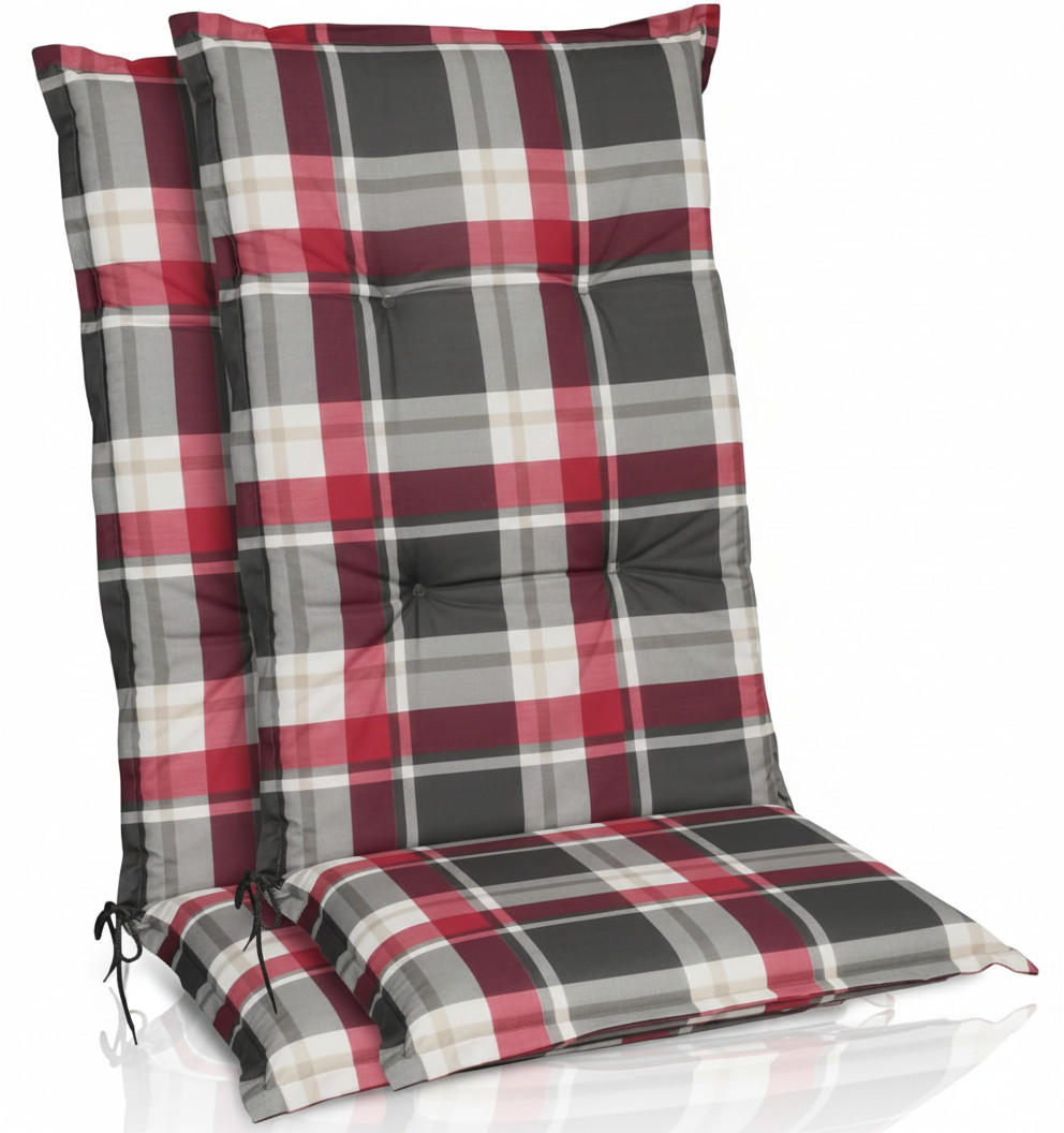 HOCHLEHNERAUFLAGE Sunny RK 120x50x6cm Bordeaux Kariert (2tlg) - Bordeaux, Textil (50/6/120cm) - Beautissu 
