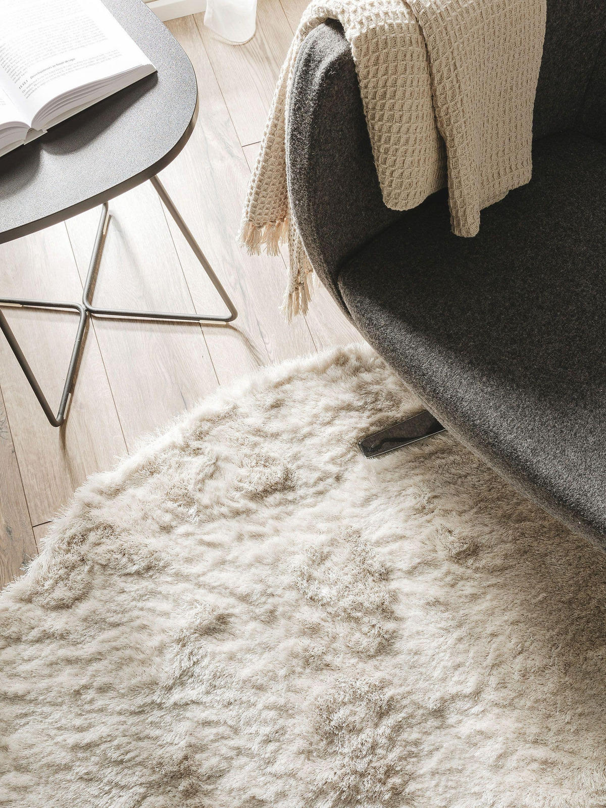 HOCHFLORTEPPICH Whisper Beige ø 80 cm rund - Beige, Textil (80/80cm) - benuta Nest