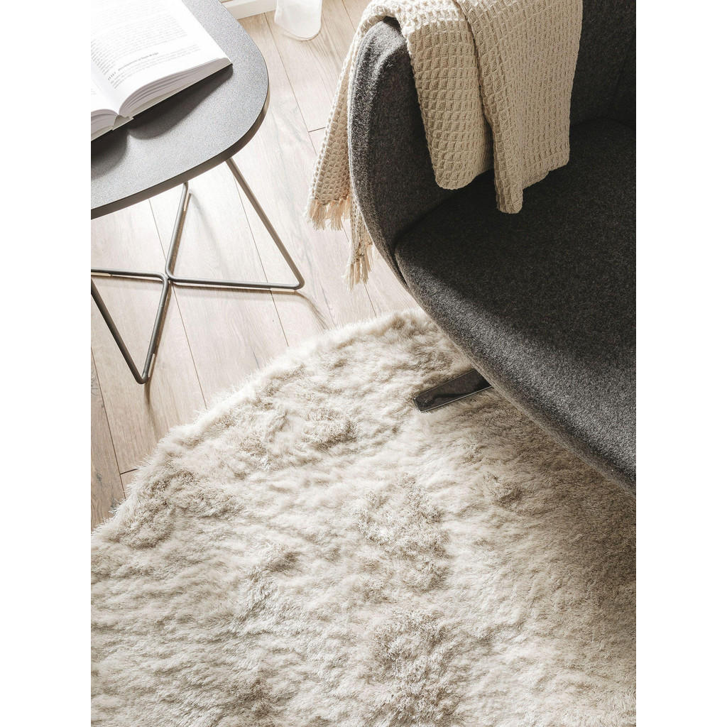 Thumbnail - benuta Nest Hochflorteppich, Beige, Textil, Beton Optik, Rund, 80x80 cm, wasserabweisend, Teppiche & Böden, Teppiche, Ho...