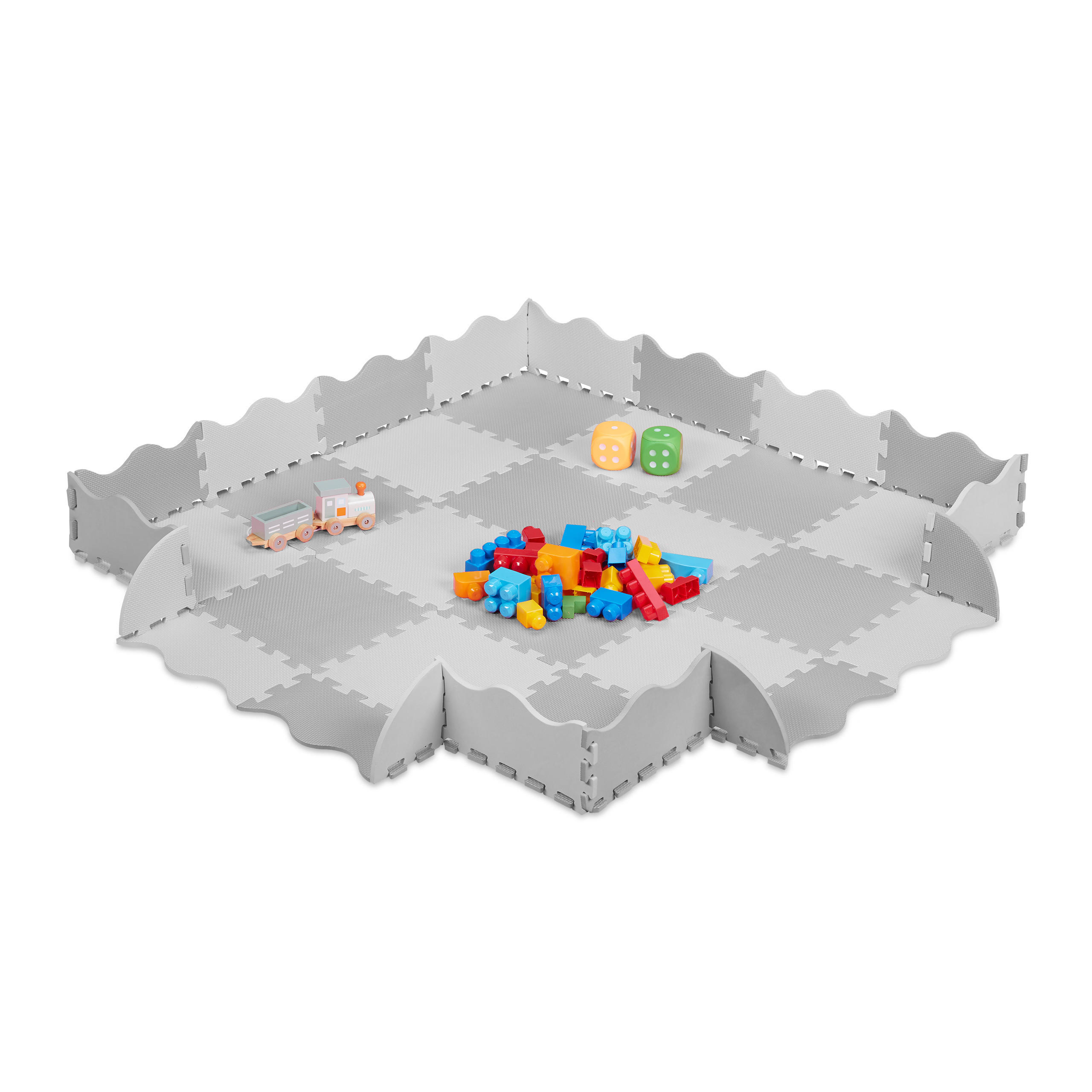 36-TLG.PUZZLEMATTE - Grau, Kunststoff (31.5/31.5cm) - Relaxdays