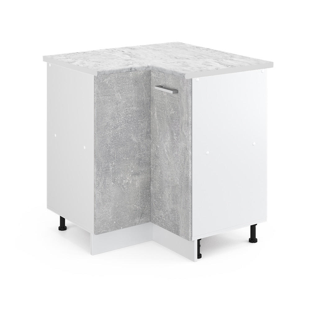 ECKUNTERSCHRANK R-Line Beton 75.6 cm, AP Marmor - Schieferfarben/Hellgrau, Holzwerkstoff (75.6/81.6/60cm) - Vicco
