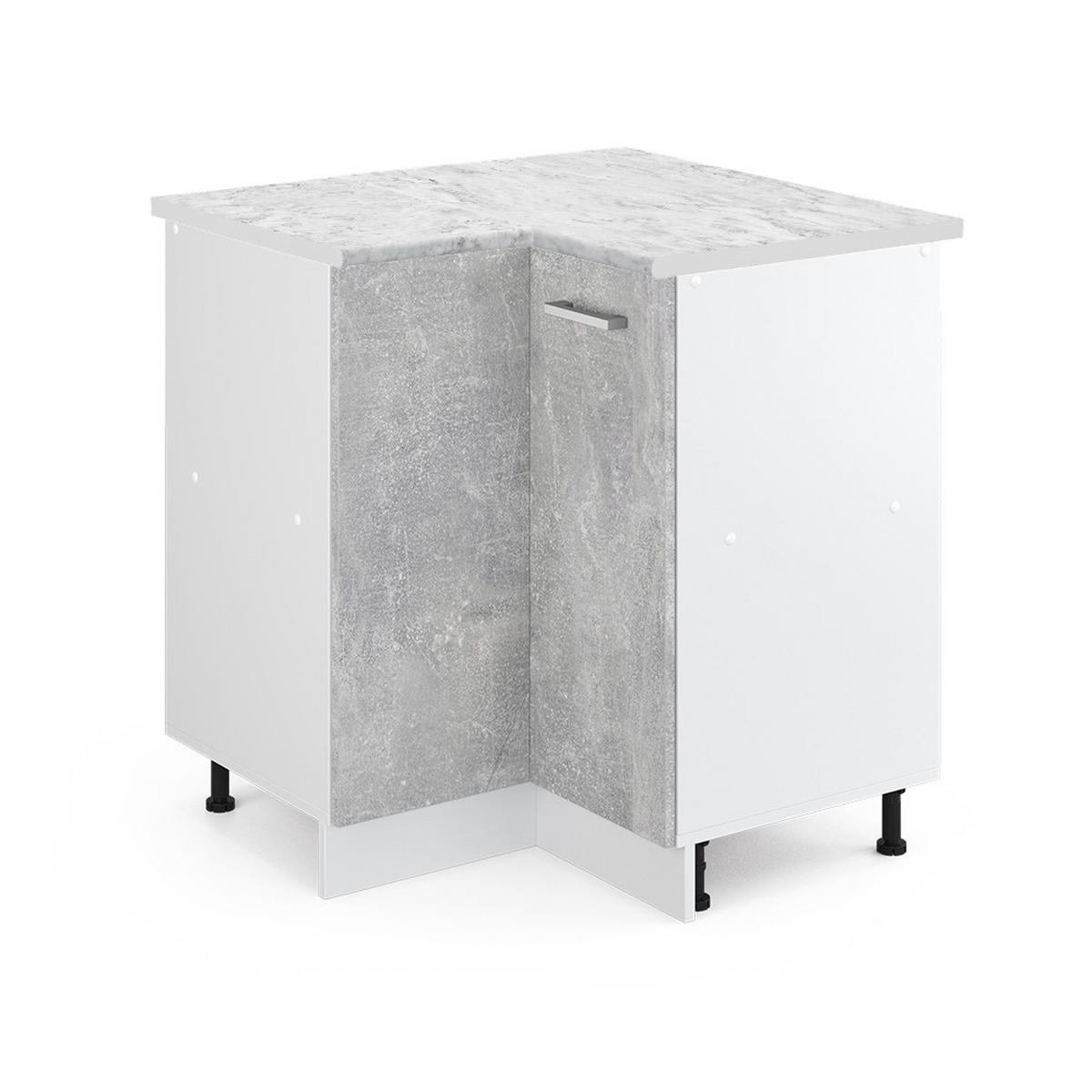 ECKUNTERSCHRANK R-Line Beton 75.6 cm, AP Marmor - Schieferfarben/Hellgrau, Holzwerkstoff (75.6/81.6/60cm) - Vicco
