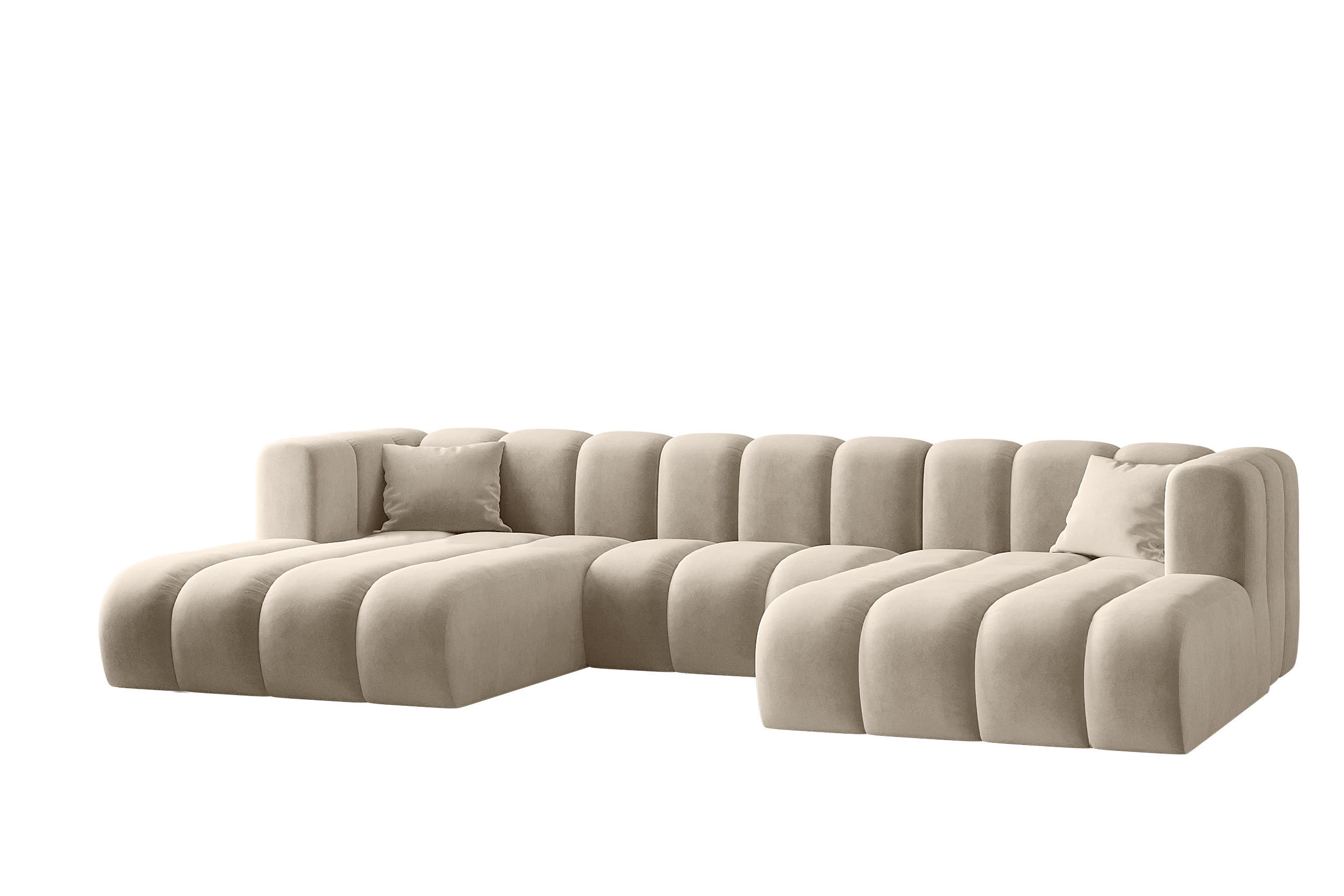 ECKSOFA U-from Grand modular Stoff Salvador Beige - Beige, Holz (317/179cm) - Kaiser Möbel