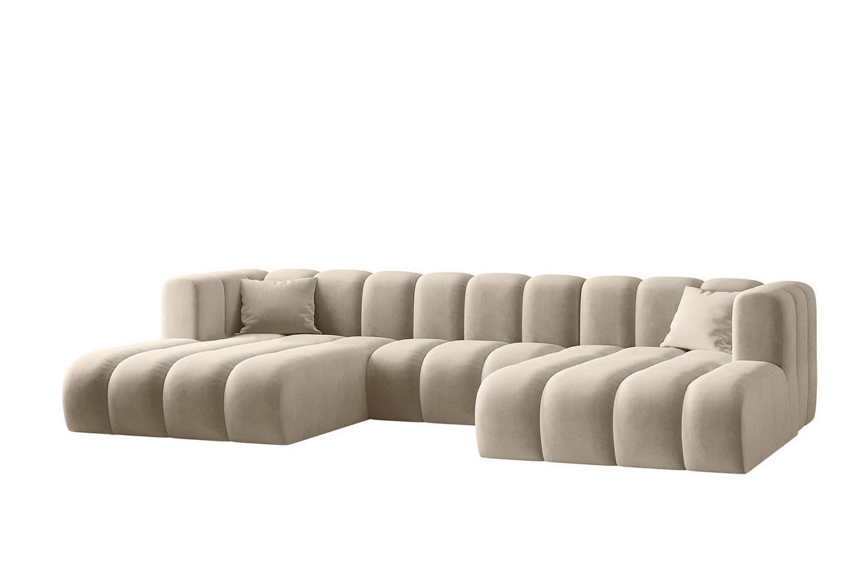 ECKSOFA U-from Grand modular Stoff Salvador Beige - Beige, Holz (317/179cm) - Kaiser Möbel
