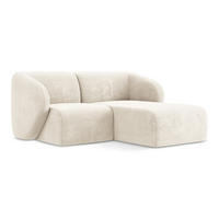 ECKSOFA Rechts Chenille Stoff Beige - Creme/Schwarz, Holzwerkstoff/Kunststoff (178/166cm) - Makamii