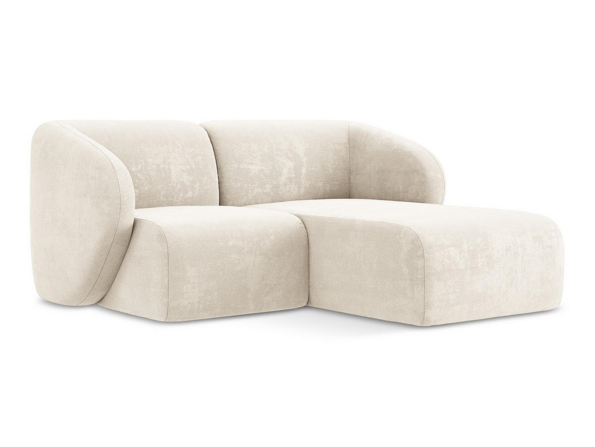 ECKSOFA Rechts Chenille Stoff Beige - Creme/Schwarz, Holzwerkstoff/Kunststoff (178/166cm) - Makamii