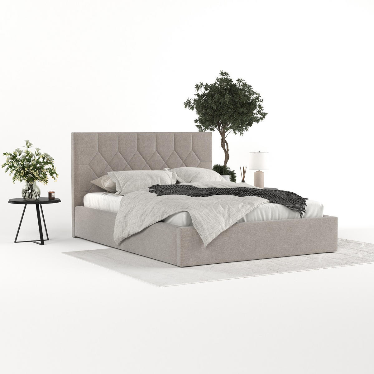 POLSTERBETT Brisa 180/200 cm Beige im Asti Stoff - Beige/Schwarz, Holz/Holzwerkstoff (180/200cm) - AltaBeds