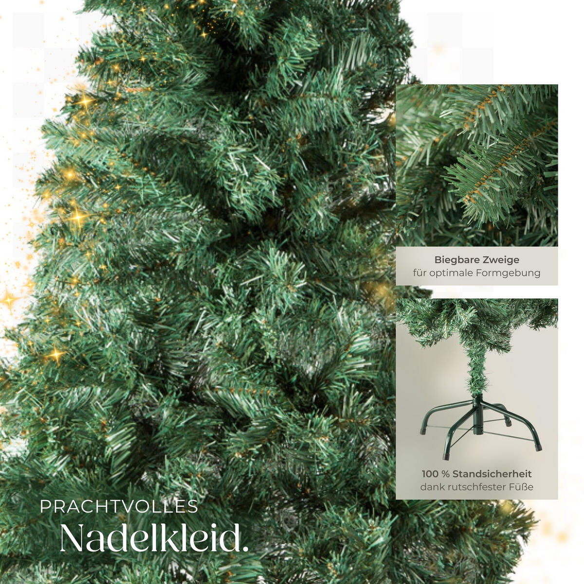 WEIHNACHTSBAUM , inklusive Metallständer mit Kunststoffkappen, grün - Grün, Kunststoff (180cm) - tectake