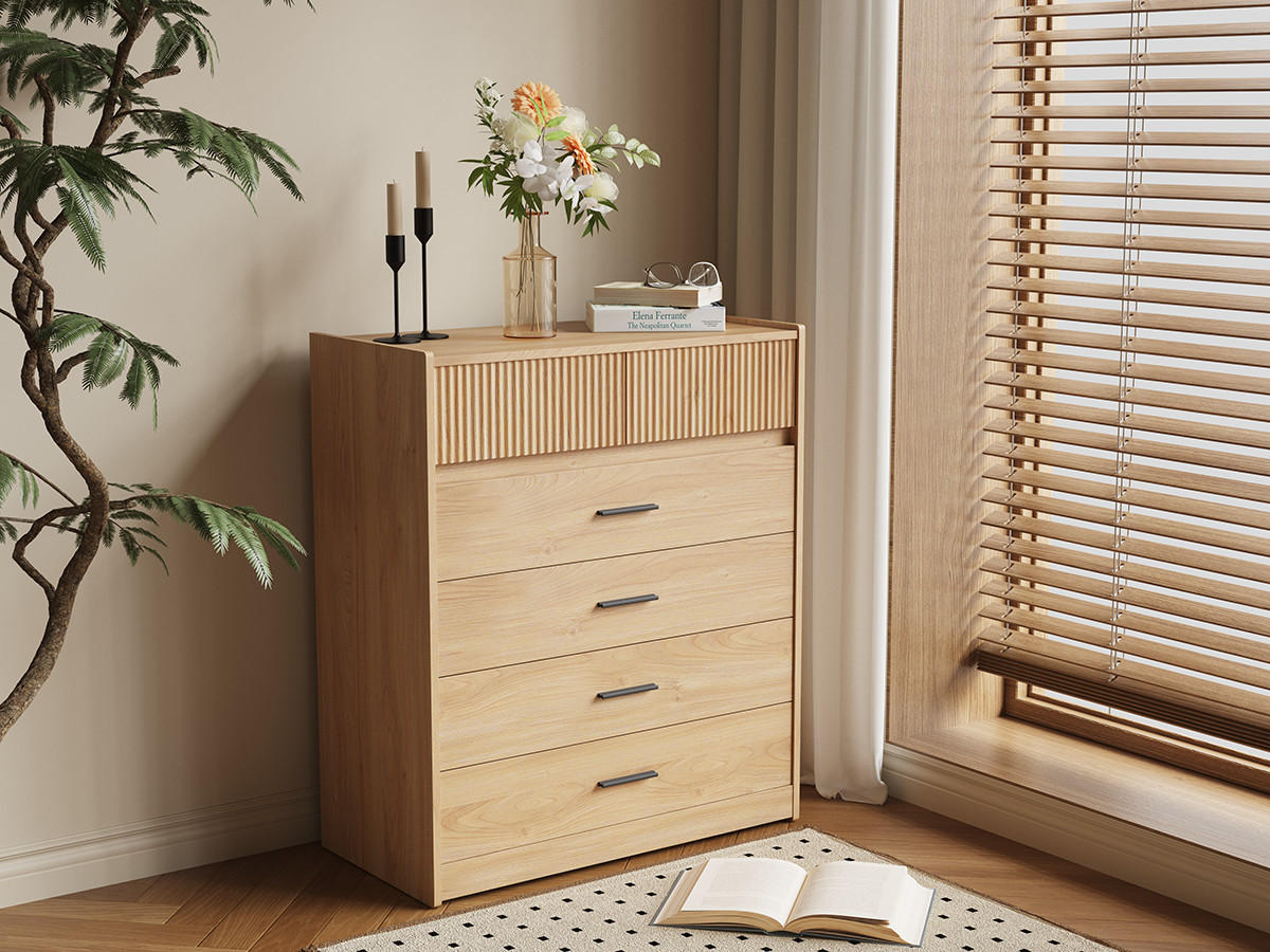 KOMMODE in 74/90/40cm-DG1 - Naturfarben, Holzwerkstoff/Metall (40/90/74cm) - HOMAVO