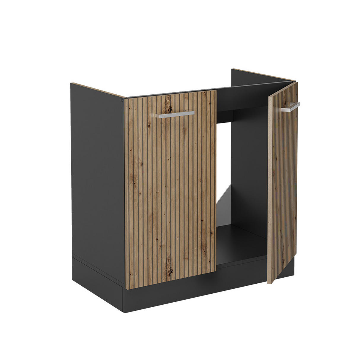 SPÜLENUNTERSCHRANK R-Line Artisan-Eiche 80 cm, AP Marmor - Anthrazit/Eiche Artisan, Holzwerkstoff (80/81.6/60cm) - Vicco
