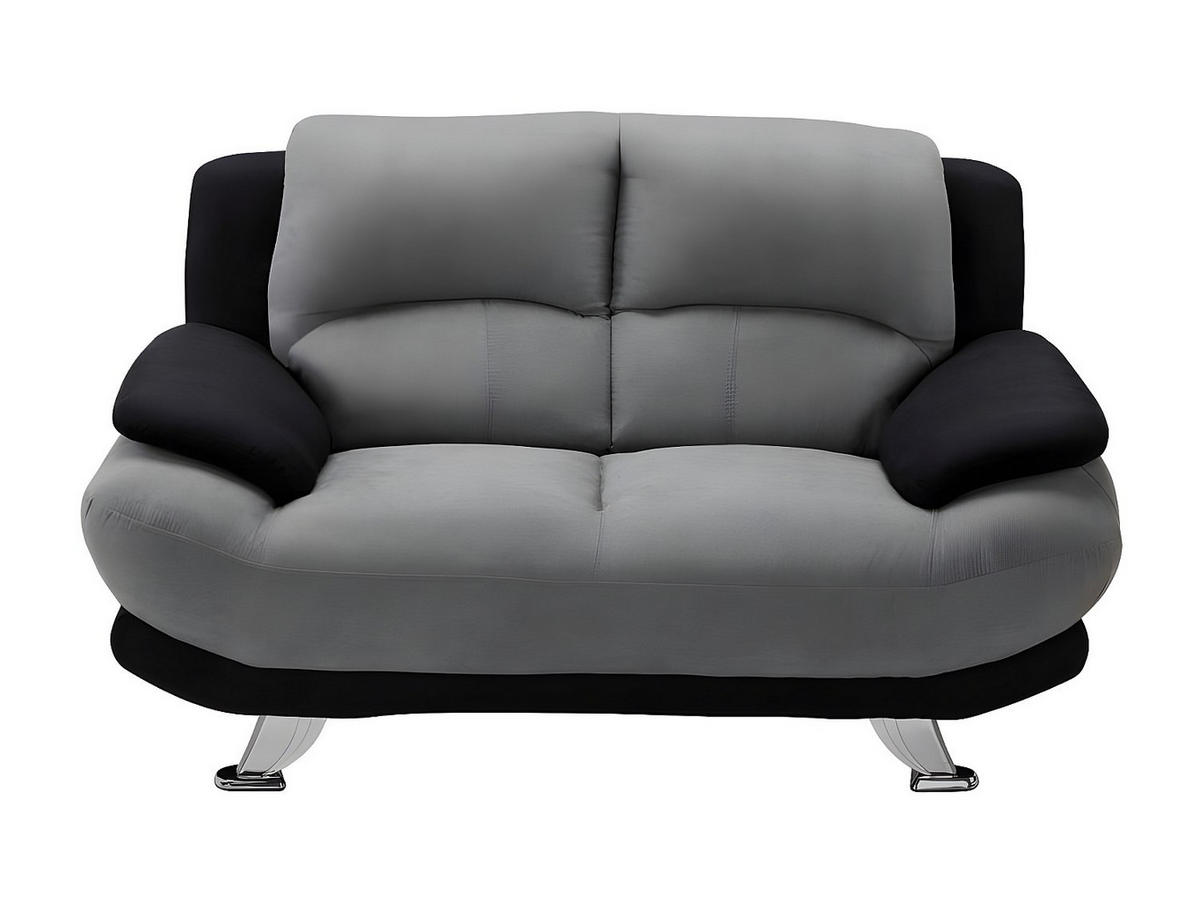SOFA 2-Sitzer - Microfaser - Grau & Schwarz - MUSKO - Schwarz, Textil (150/89/91cm) - Vente-Unique