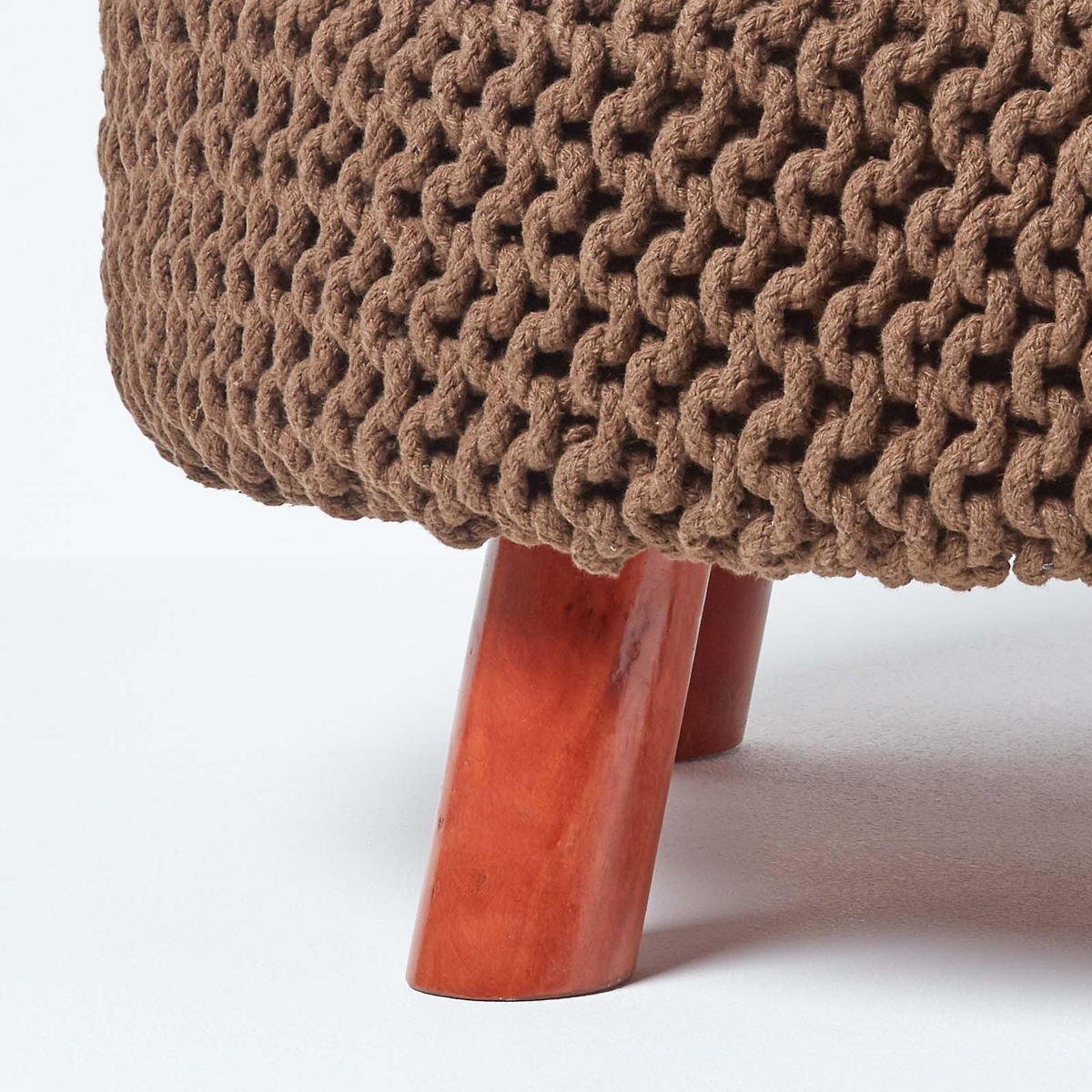 STRICK-HOCKER braun, rund 62/62/30 cm - Braun, Textil (62/30/62cm) - Homescapes