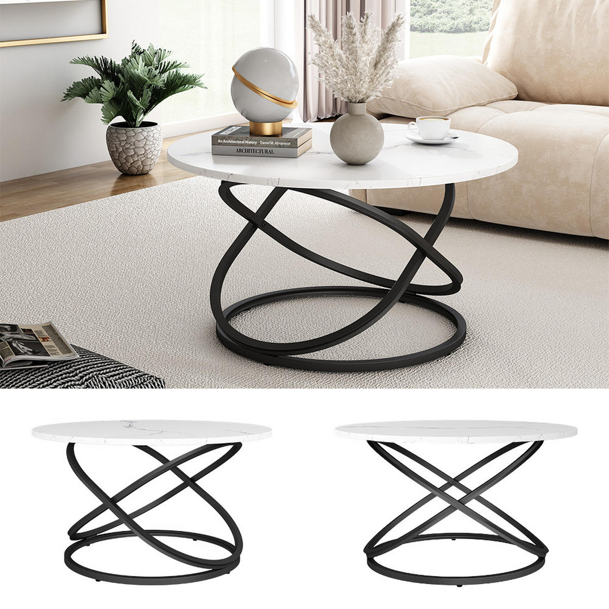 COUCHTISCH Calgary Weiß 79.5 x 62 cm mit großer Arbeitsfläche - Weiß, Holzwerkstoff (62/79.5/46cm) - Vicco