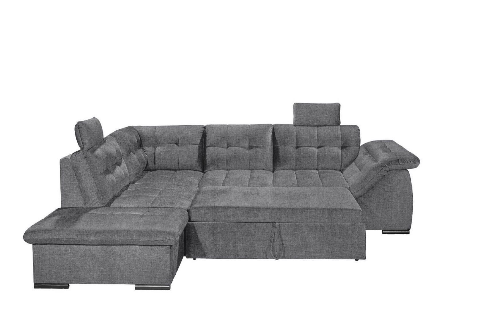 ECKSOFA mit Schlaffunktion und Bettkasten, verstellbare Armlehnen - Anthrazit, Textil (217/283cm) - ed exciting design