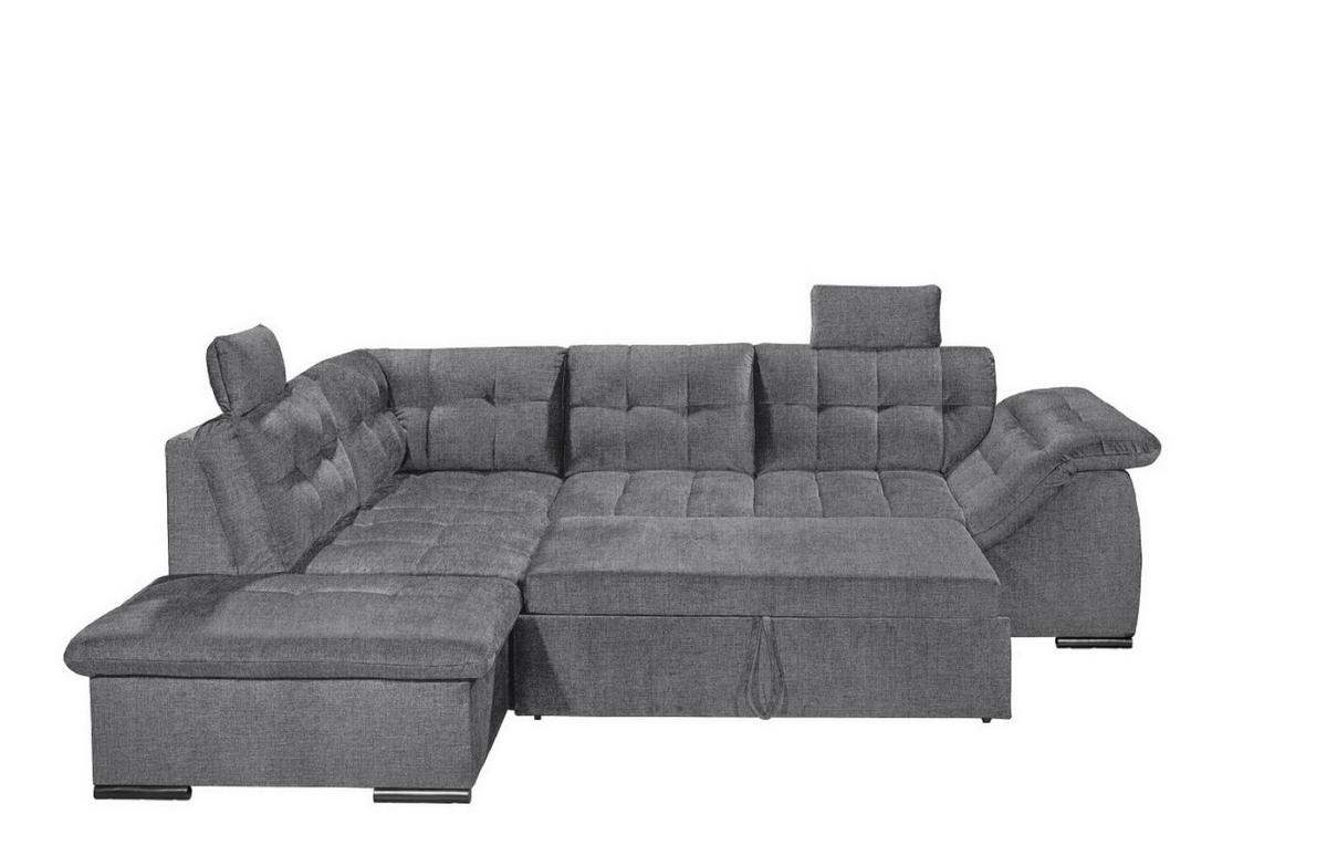 ECKSOFA mit Schlaffunktion und Bettkasten, verstellbare Armlehnen - Anthrazit, Textil (217/283cm) - ed exciting design