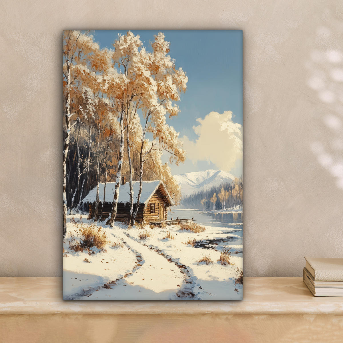 LEINWANDBILD Winter - Schnee - Zuhause - Natur Deko Wohnzimmer 20x30 cm - Hellbraun, Textil (20/30cm) - MuchoWow