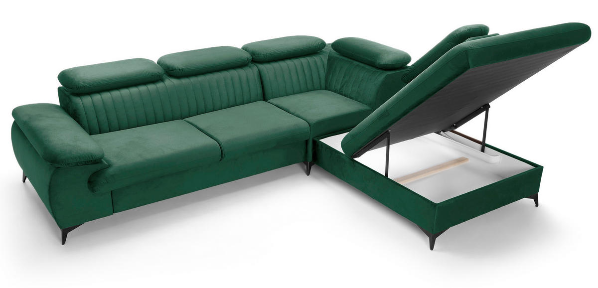 ECKSOFA 275 cm mit verstellbaren Kopfstützen Xanto L, Rechts, Grün - Grün, Holz (221/275cm) - Emporius