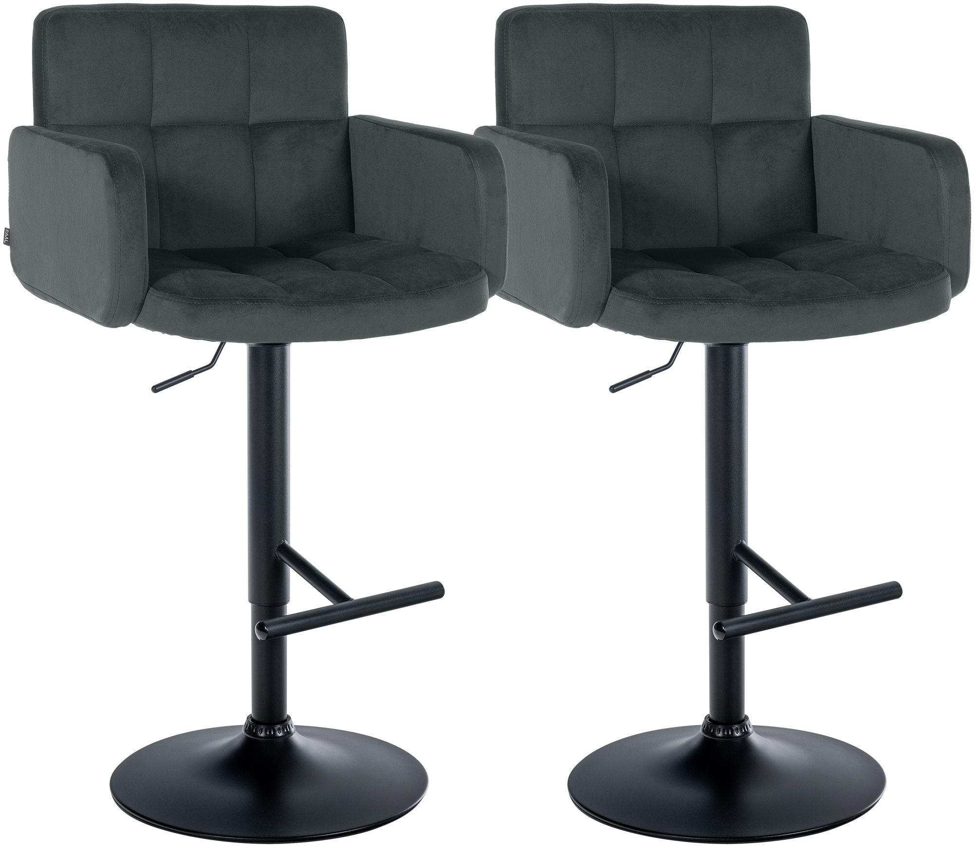 BARHOCKER 2 Samt Dunkelgrau - Dunkelgrau/Schwarz, Textil/Metall (60/93/56cm) - CLP