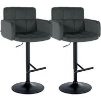 BARHOCKER 2 Samt Dunkelgrau - Dunkelgrau/Schwarz, Textil/Metall (60/93/56cm) - CLP