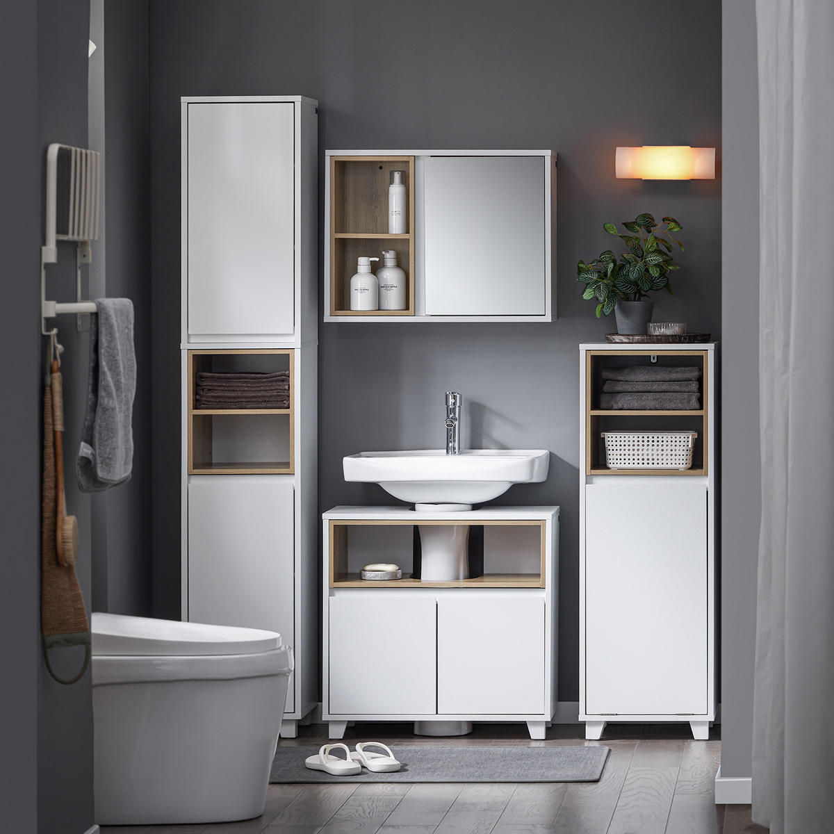 SPIEGELSCHRANK Weiß 60cm - Weiß, Holzwerkstoff (60/45/20cm) - SoBuy