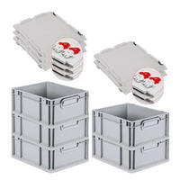 EUROBOX 5x Nextgen Economy Mit Scharnierdeckel Grau/Rot Griffe Geschlossen 16 Liter - Rot, Kunststoff (30/17/40cm) - PROREGAL