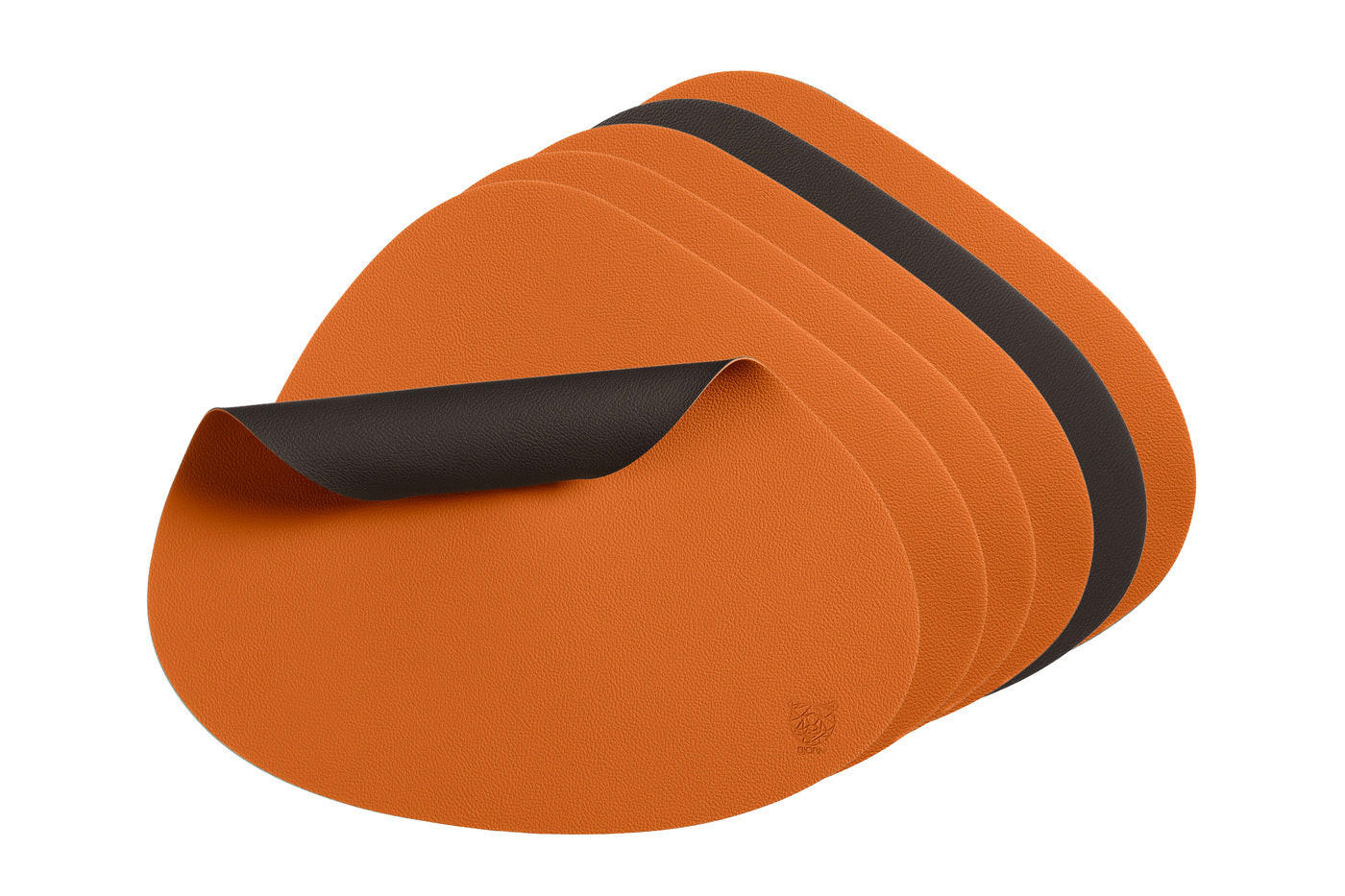 TISCHSET - 6er-Set - Recyceltes Leder in Orange und Schokolade - Orange, Textil (37/44cm) - Björn