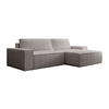 ECKSOFA mit Schlaffunktion - Ecke rechts - grob gerippter Cord - Hellgrau - AMELIA - Greige, Textil (267/167cm) - Vente-Unique