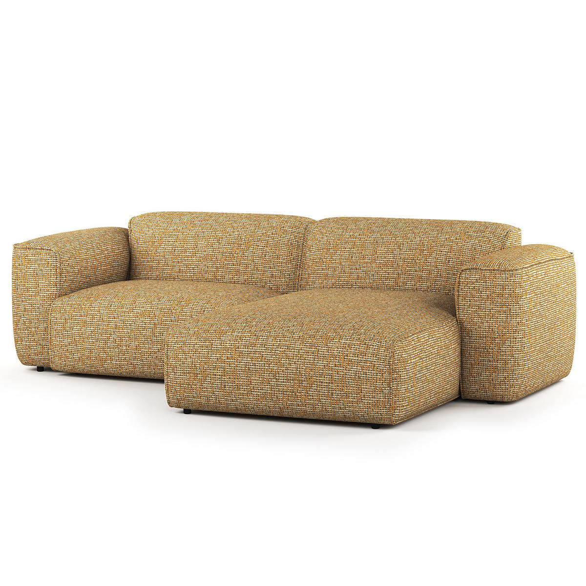 1,5-SITZER ECKSOFA mit Longchair - Schwarz/Honig, Kunststoff/Textil (260/173cm) - home24