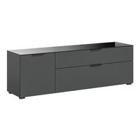 TV-LOWBOARD grau 160 c, mit Glasauflage und Soft-Close - Dunkelgrau/Grau, Glas/Holzwerkstoff (160/51/40cm) - Inn.Furn