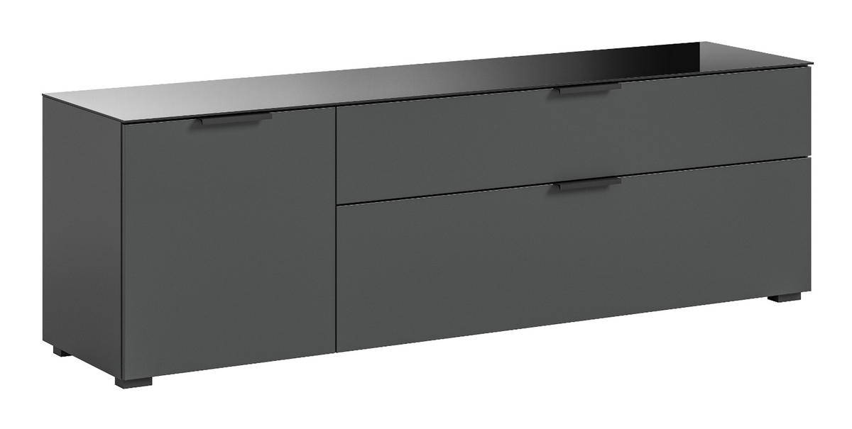 TV-LOWBOARD grau 160 c, mit Glasauflage und Soft-Close - Dunkelgrau/Grau, Glas/Holzwerkstoff (160/51/40cm) - Inn.Furn