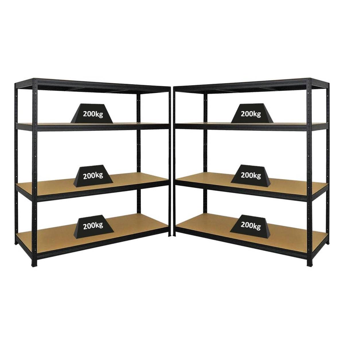 SCHWERLASTREGAL Giant Elephant 2er-Set mit 2x 160x150x60 cm Fachlast 200 kg Schwarz - Schwarz, Metall (300/160/60cm) - PROREGAL