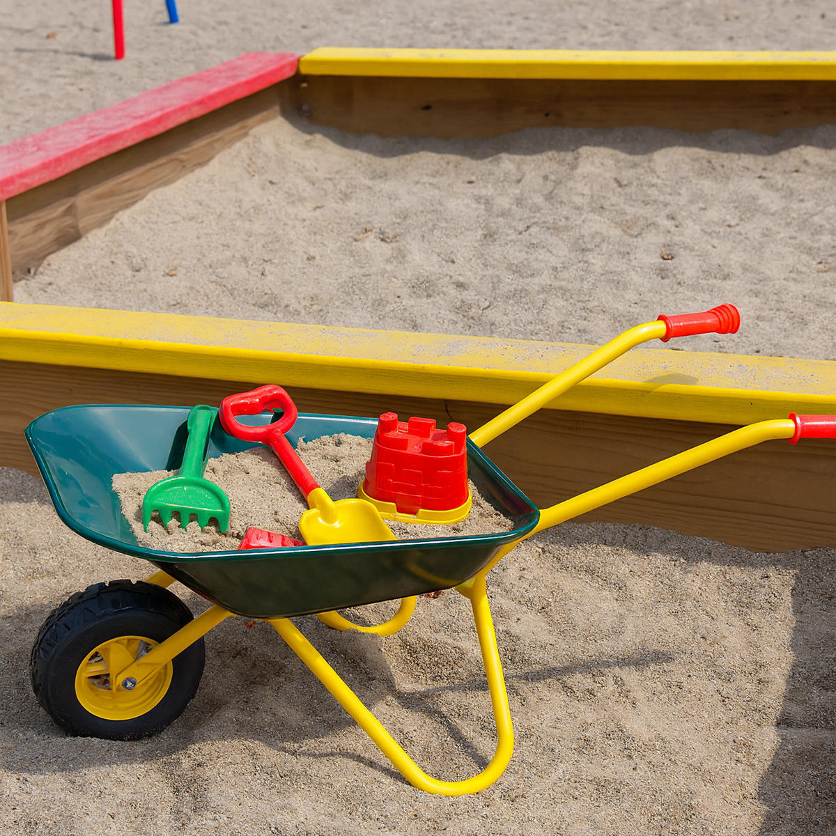 KINDER-SCHUBKARRE - Dunkelgrün, Kunststoff/Metall (74/43/36cm) - Relaxdays