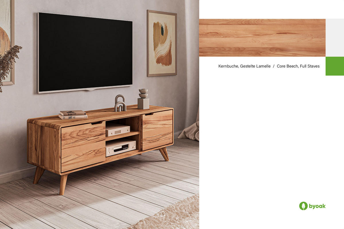 GREG HIFI-SCHRANK Kernbuche - Kernbuche, Holz (134/48/40cm) - byoak