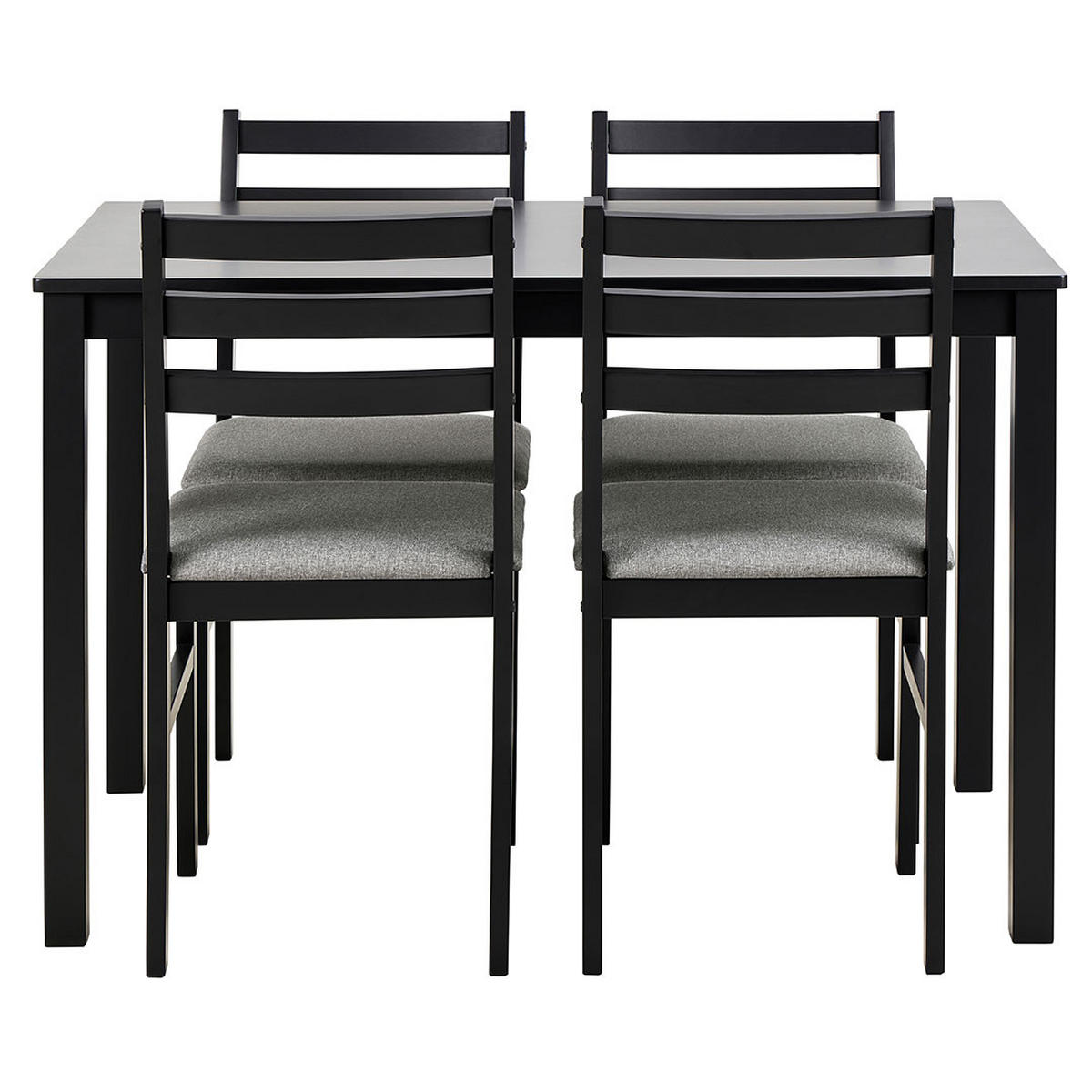 ESSGRUPPE, Alicante, Tisch Schwarz, Stühle Schwarz, Holz, 110 x 70 x 75 cm, 5-teilig - Schwarz, Holz/Textil (110/75/70cm) - ebuy24