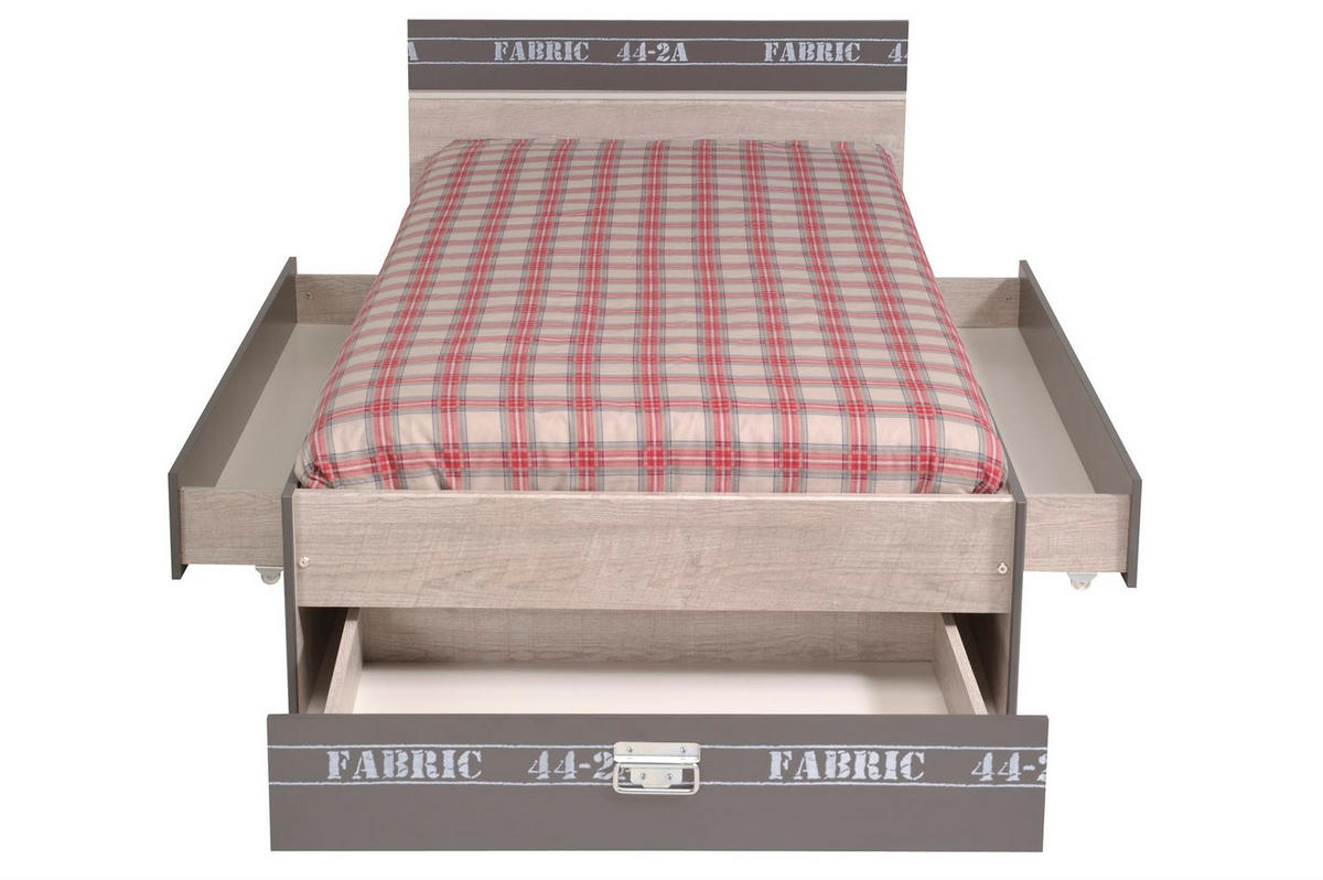 KINDERZIMMER SET Parisot Fabric 6-tlg. Holzdekor Esche/Grau/Print - Eschefarben/Grau, Kunststoff (100/1/200cm) - 58aufmkessel