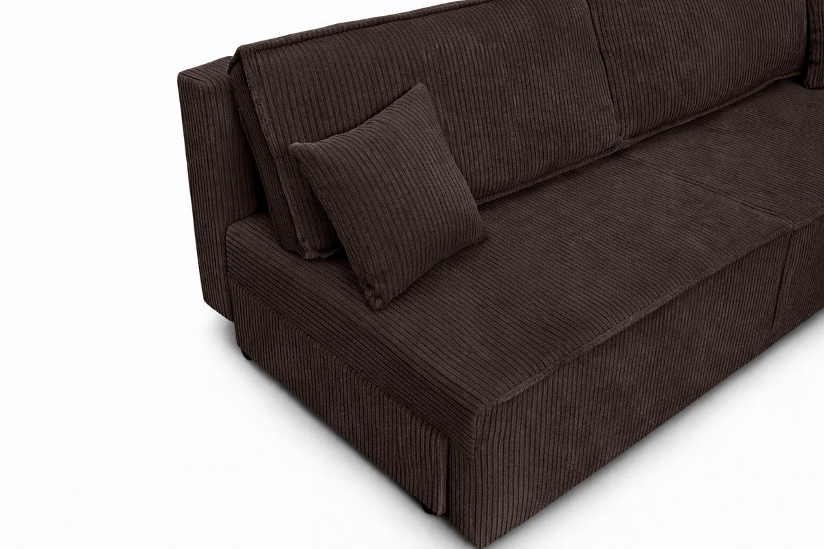 SOFA Mit Schlaffunktion Und Bettkasten, Cordstoff Poso, Braun, BEST MINI - Braun, Holz (200/83/98cm) - Kaiser Möbel