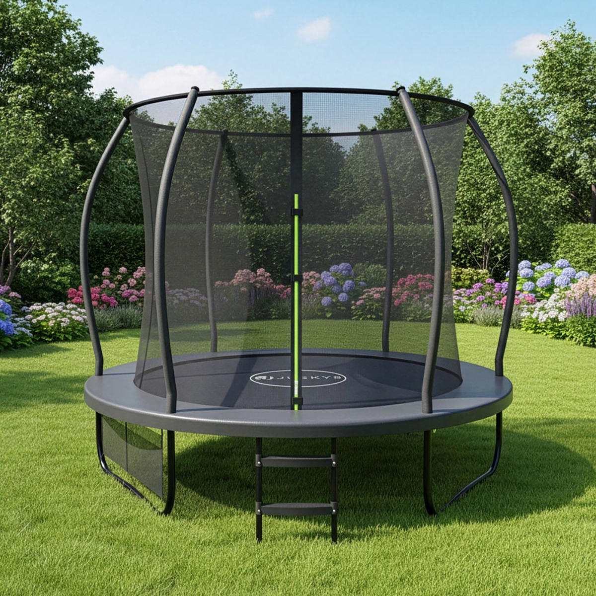 TRAMPOLIN SkyBounce S 228cm schwarz - Schwarz, Metall (228/228/119cm) - Juskys