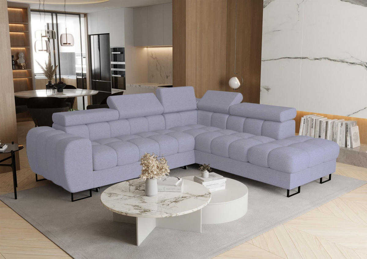 ECKSOFA Bastien Max Mit Schlaffunktion - Blau, Holzwerkstoff/Textil (260/225cm) - Fun Möbel