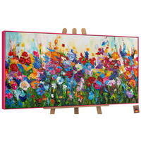 GEMÄLDE Blumige Farben Schattenfugenrahmen Pink 100x50 cm - Pink, Holz (100/50cm) - YS-art gallery