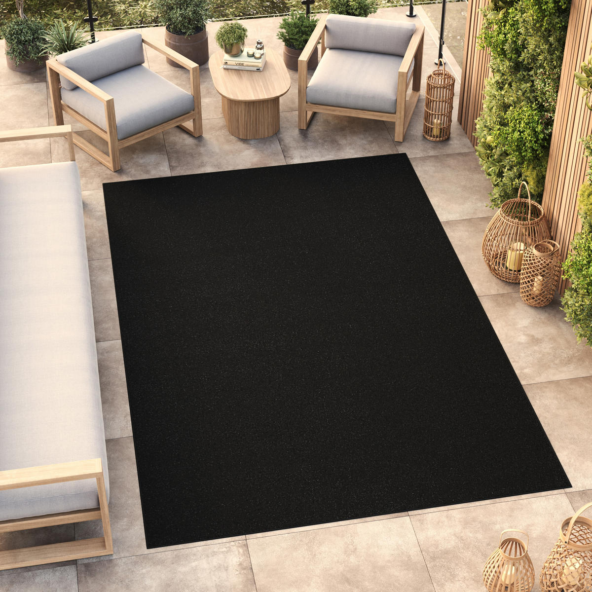 TAPISO MONO Outdoor Teppich Schwarz 300/400 cm - Schwarz, Textil (300/400cm) - Tapiso