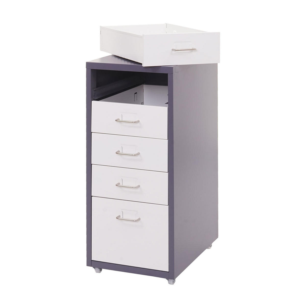 ROLLCONTAINER Anthrazit, Weiß - Anthrazit/Weiß, Metall (28/69/41cm) - MCW