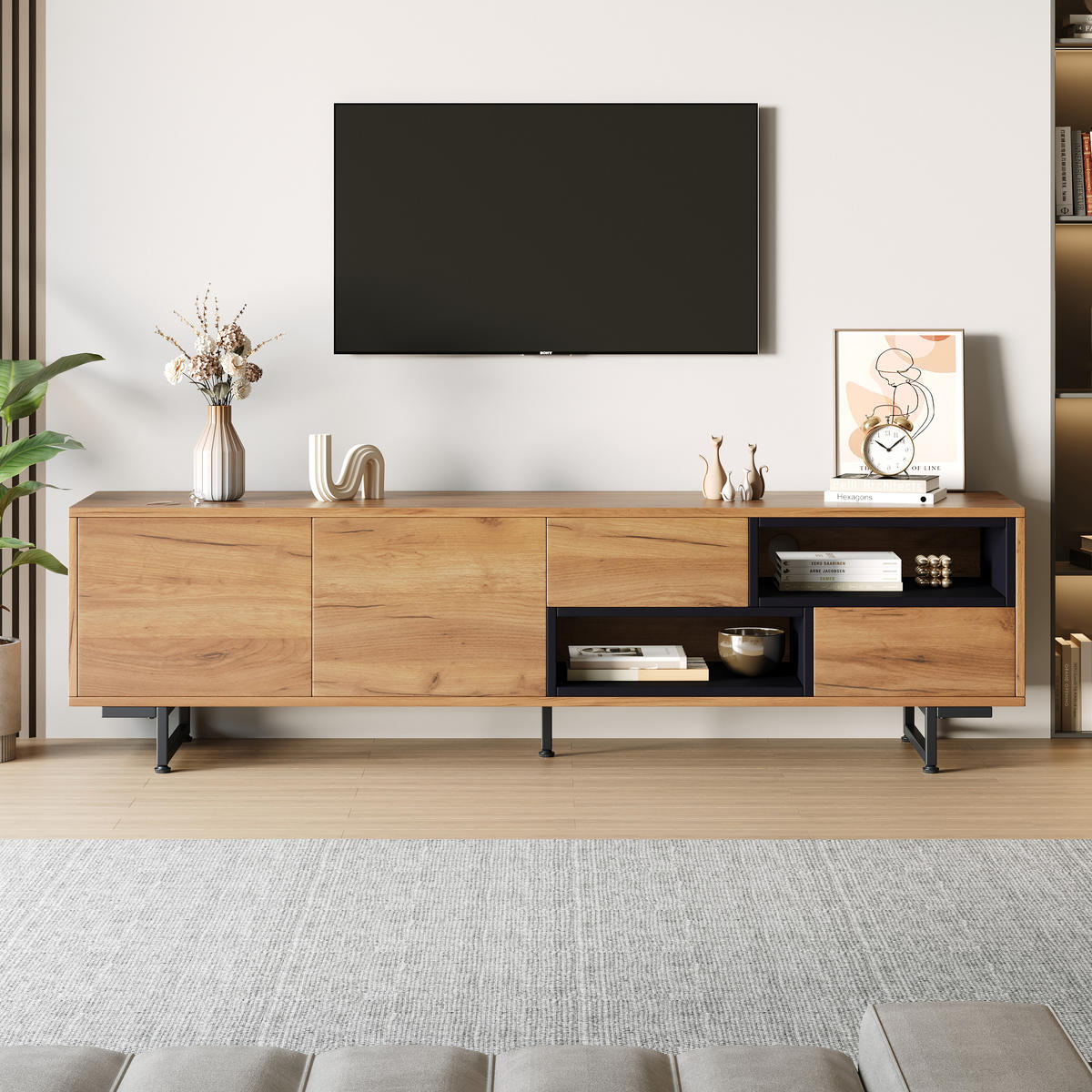 TV-ELEMENT 173/38/43 cm Holzton mit Stauraum und 2 Schubladen - Ahornfarben, Holz (173/48/38cm) - Oxeza