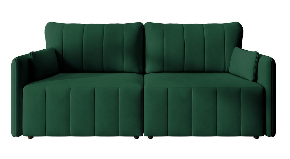 SCHLAFSOFA Pierra Dunkelgrün hydrophober Samt - Dunkelgrün/Schwarz, Kunststoff/Textil (215/100/112cm) - Selsey
