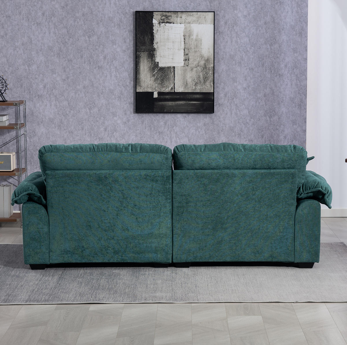 POHOVKA 214/89/93 cm zelená z čalounění s hlubokým sezením a dvouvrstvými polštáři - zelená barva, textil (90.1/87.6/213.4cm) - OKWISH