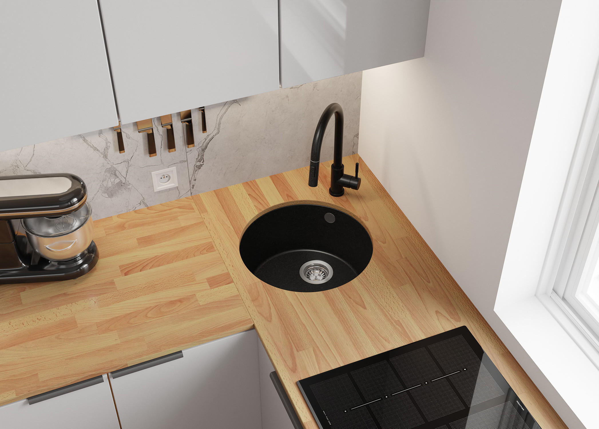 Thumbnail - Primagran Unterbauspüle, Schwarz, Schwarz, Schwarz, Kunststoff, Rund, 46x20x46 cm, Küchen, Küchenausstattung, Küchenspül...