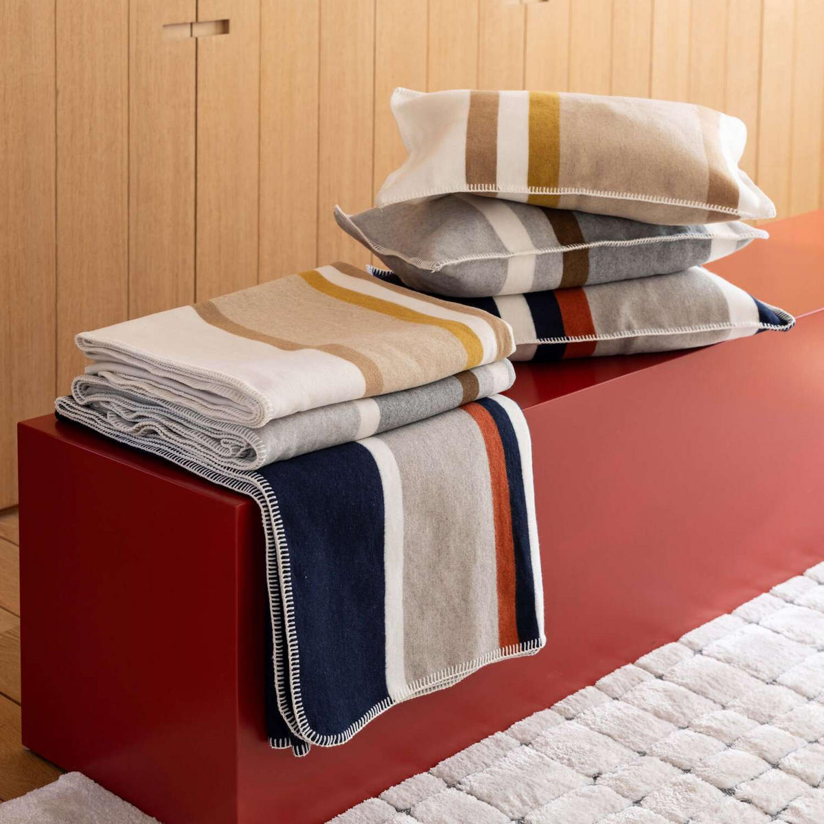 JACQUARD-KISSEN Vivaraise - Recycelter Stoff PERLE, 40 x 65 cm - Beige, Textil (40/65cm) - Vivaraise