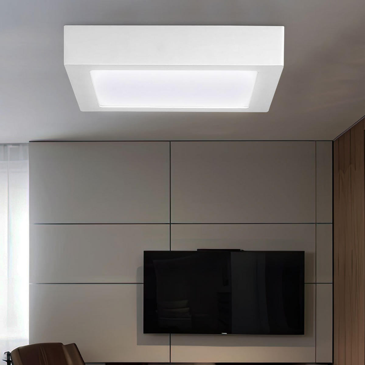 LED DECKENLEUCHTE Aluminium Beige - Beige, Metall (22.5/22.5/4cm)